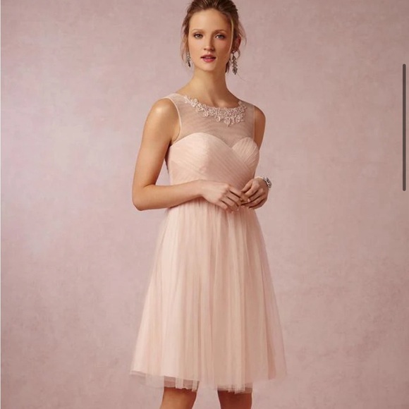 Anthropologie Dresses & Skirts - BHLDN Jenny Yoo Chloe Pink Blush Embroidered Bridal Party Cocktail Dress Size 12